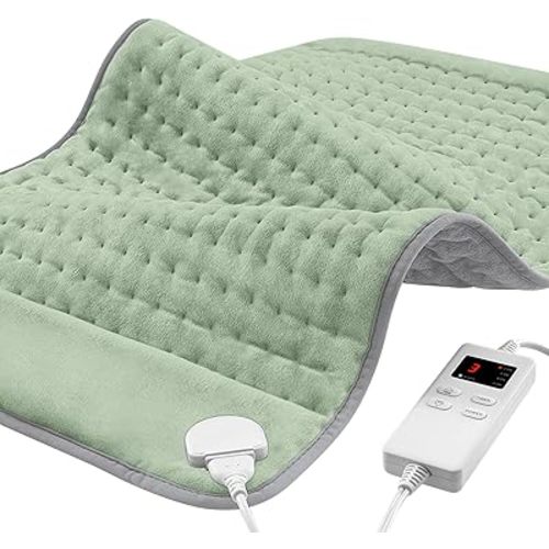 12"x24" Heating Pad for Back Pain Cramps Relief, Full Body Heating Pads Christmas Gift for Women Mom Dad, Heating Pad with 6 Heat Settings 4 Timer Machine Washable (Green)