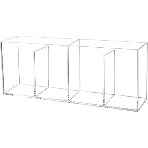 Clear Makeup Brush Organizer,Acrylic Cosmetic Brushes Storage Holder with 4 Slots,Pencil Pen Holder for Desk,Desk Organizer and Accessories for Vanity