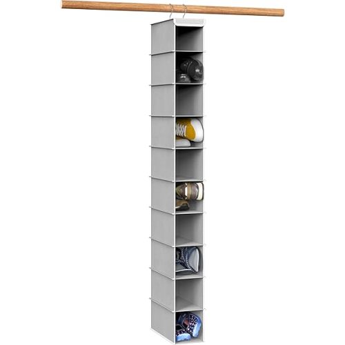 Simple Houseware 10 Shelves Hanging Shoes Organizer Holder for Closet, Grey