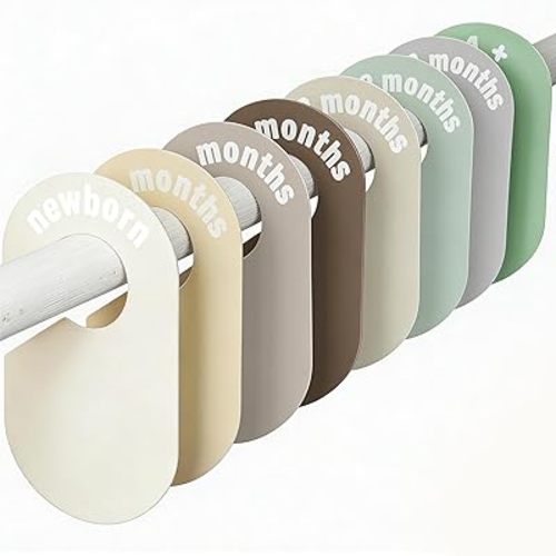 Baby Closet Divider, Baby Wardrobe Organizer, Double-Sided Nursery Decor Clothes Hanger Dividers for Sorting 8 Sizes from Newborn to 24+ Months(8 Colors)