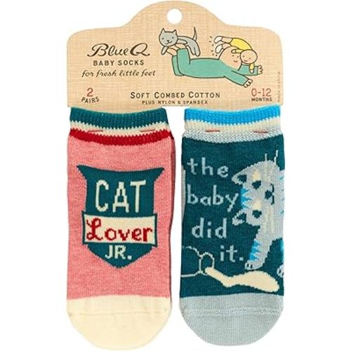 Blue Q Cotton Baby Socks - Funny Newborn Socks 0-12 Months, 2 Pair Gift Set
