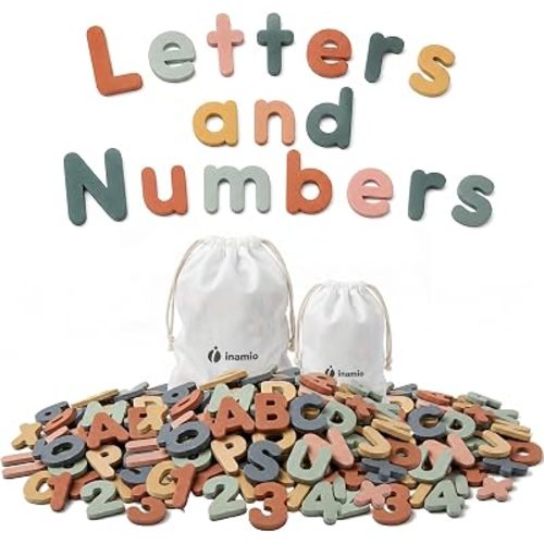 inamio Pastel Foam Magnetic Letters and Numbers for Toddlers – 124+ Pieces