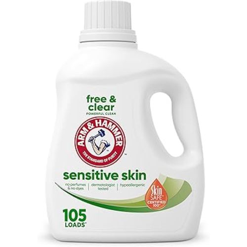 ARM & HAMMER Sensitive Skin Free & Clear Liquid Laundry Detergent, 105 fl oz, 105 Loads