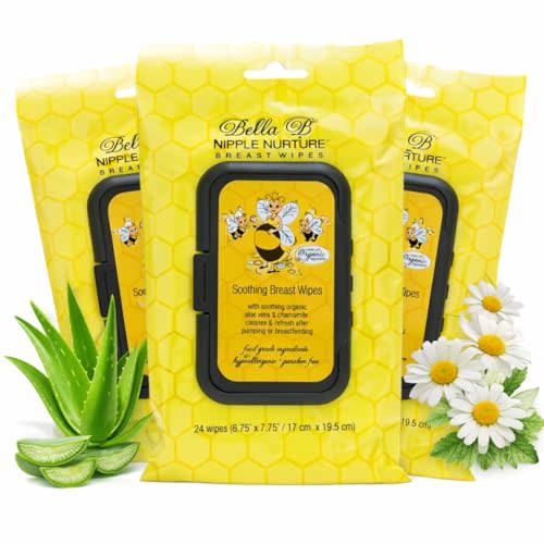 BELLA B Nipple Nurture 3-Piece Breast Wipes Bundle - Breast Pump Cleaning and Nursing Wipes