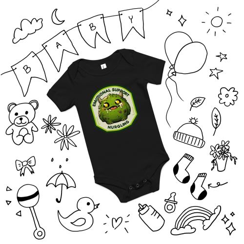 Emotional Support Nurgling, Wargaming Onesie, Wargamer romper, Miniature Collectors, Nurgle, Baby short sleeve one piece