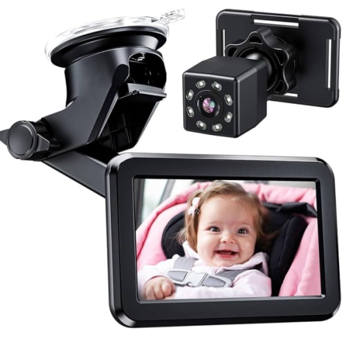 Itomoro Baby Car Mirror, Back Seat Baby Car Camera with HD Night Vision Function Display, Reusable Sucker Bracket, Wide View, 12V Cigarette Lighter, Easily Observe The Baby’s Move