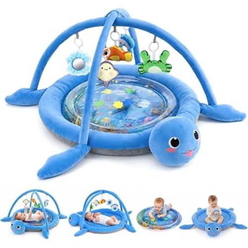 Turtle Baby Gym Play Mat, Baby Tummy Time Water Mat for Floor