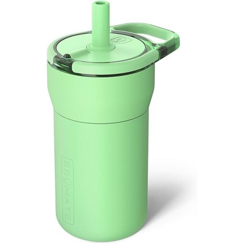 BrüMate Leap 12oz 100% Leakproof Kids Tumbler with Handle and Silicone Soft Straw | Durable Drop Resistant Silicone Sleeve | Made of Insulated Stainless Steel | Cup Holder Friendly | 12oz (Kiwi)