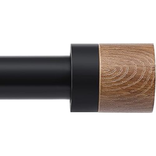 Wood Curtain Rods for Windows 48 to 84 Inches(4-7ft),1 inch Adjustable Window Curtain Rods with Imitation Wood Grain Finials,Heavy Duty Decorative Drapery Rod for Bedroom,Kitchen and patio
