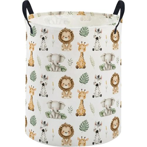 ESSME Animal Laundry Basket,Cute Hamper Collapsible Canvas Waterproof Storage Bin,Cute Hamper,Gift Baskets(leavas animal)