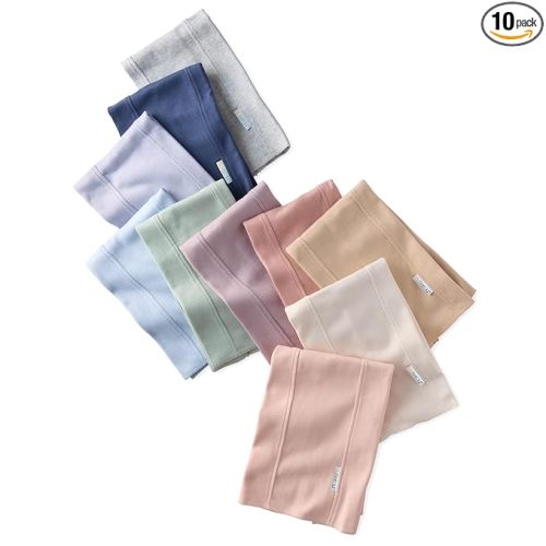 Butterblu Bailey 10-Pack Burp Cloths 100% Organic Cotton Knit for Newborn & Baby Boys & Girls, Sorbet Frost Rainbow, One Size