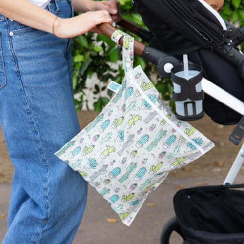 Reusable Wet Bag, Travel Bag, Waterproof Fabric – Cactus | Bumkins Baby