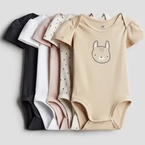 baby beige rabbit 5 pack cotton bodysuits h&m - Google Shopping