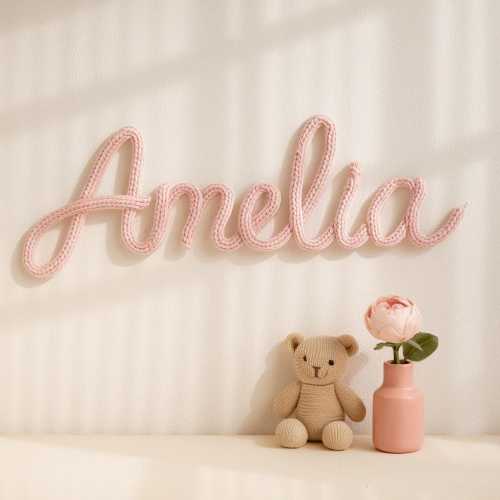 Handmade Knitted Wire Name Sign: Nursery Wall Decor