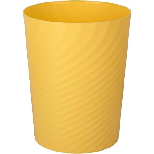 UUJOLY Plastic Small Trash Can Wastebasket, Garbage Container Basket for Bathrooms, Laundry Room, Kitchens, Offices, Kids Rooms, Dorms, (Yellow, 1.8 Gallon)