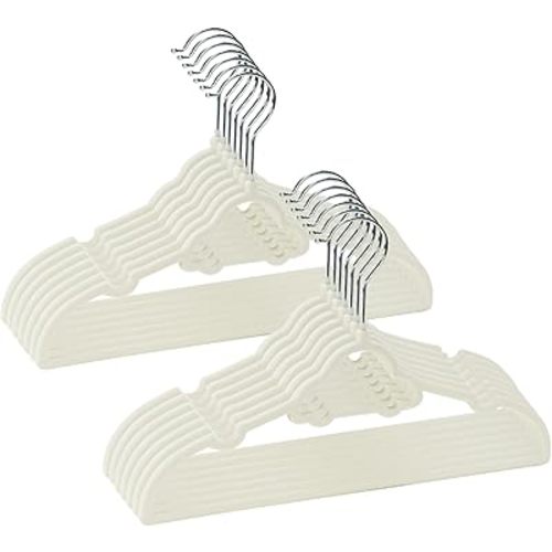 GoodtoU 50 Pack Velvet Baby Hangers, 12.8 Inch Non-Slip Toddler Clothes Hangers, for Infant Coats, Dresses & Pants, White - Car