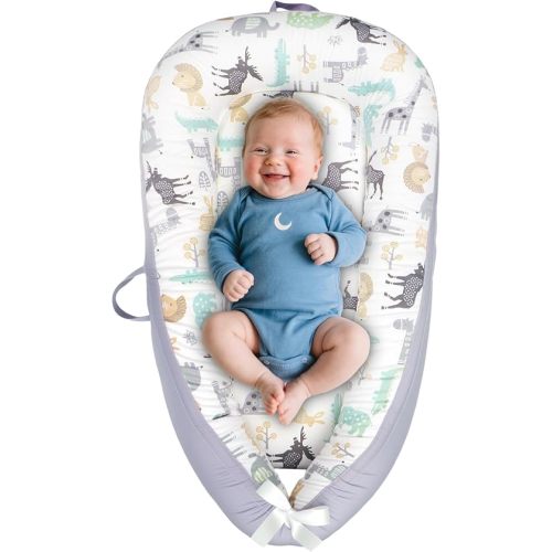 Baby Lounger, Baby Lounger for Newborn 0-24 Months, Premium Soft & Breathable Infant Lounger, Pure Cotton Baby Nest for Boys & Girls, Portable Newborn Lounger for Travel and Home.