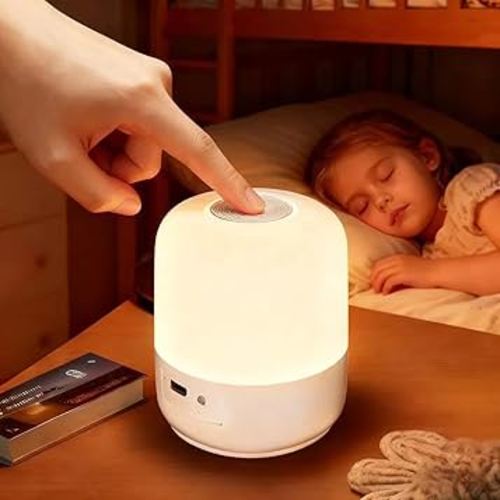 Portable Baby Night Light, 3 Colors Egg Light for Nursery, Mini Bedside Table Lamp for Kids Adults, Touch Control & Eye Caring & Rechargeable Dimmable LED Lamp for Nursing, Boy, Girl, Toddler