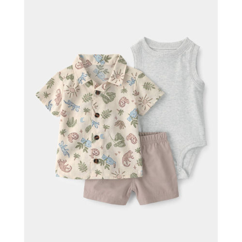 Baby Boy 3-Piece Desert Short-Sleeve Top & Short Set - Brown | Carter’s Oshkosh Canada