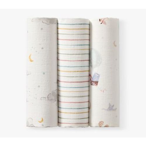 Organic Hot Air Balloon Muslin Swaddle Set Of 3 , Multi