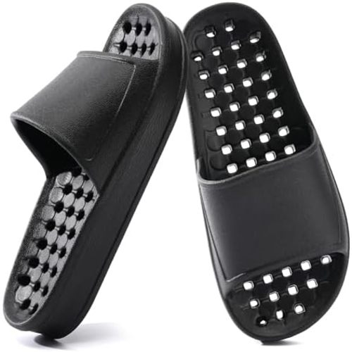 Shower Shoes for Women and Men with Drain Holes Massage Slide Sandals Soft Cushioned Anti-Slip Pool Slides Comfort Thick Soled Gym Shower Shoes Quick Drying Bathroom Spa Slippers