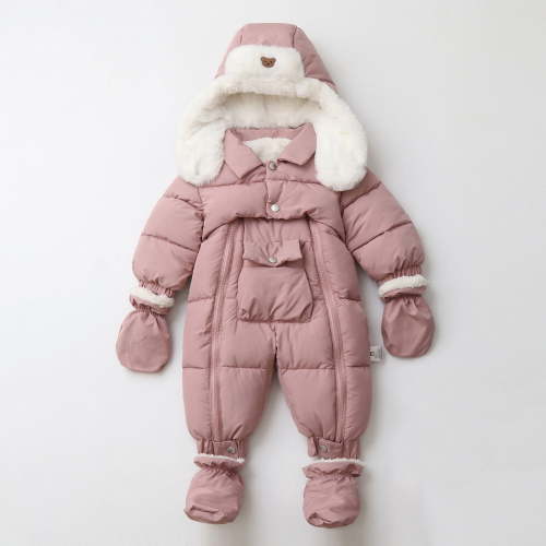 Baby Onesie Girls Winter Fleece Lined Warm Romper Infant Outfit Baby Romper Pink 3-6 Months