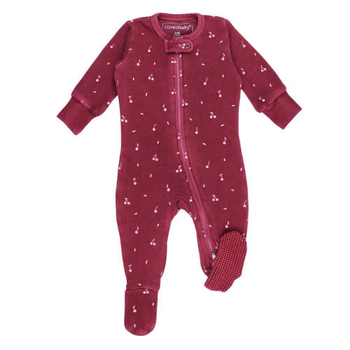 Sugarplum Cherries | Organic Cozy Zipper Footie Preemie-NB