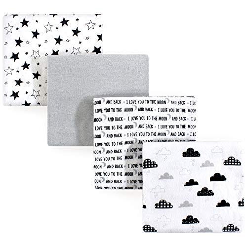 Hudson Baby Unisex Baby Cotton Flannel Receiving Blankets, Moon And Back, One Size