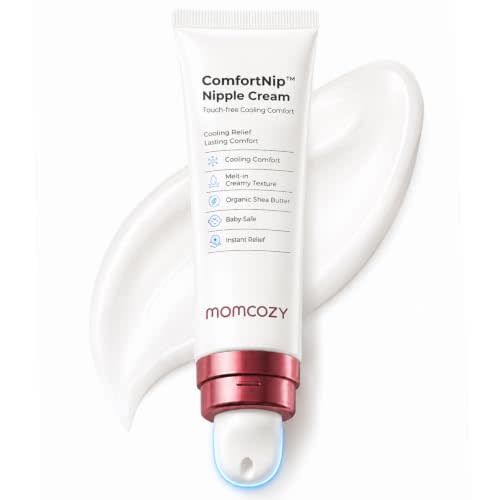 Momcozy Cooling Nipple Cream Safe for Nursing,Fast Relief with Cooling Ceramic Applicator for Cracked Nipple & Dry Skin, No Lanolin Nipple Butter,Plant-Based Formula, Breastfeeding Essentials, 1.76oz