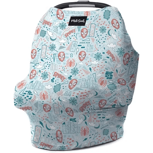 Milk Snob Original Marvel 5-in-1 Baby Cover, Breastfeeding, Car Seat, Carrier, Stroller, High Chair, Shopping Cart, Canopy, Baby Shower Gender Neutral Gifts, Nursing Top (Spider-Man Sketch Book)
