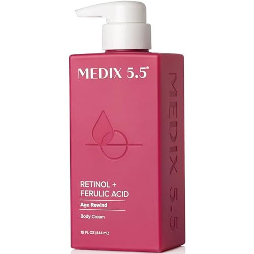 Medix 5.5 Retinol Body Lotion Firming Moisturizer | Crepey Skincare Treatment | Retinol Body Cream | Anti Aging Firming Cream For Women Targets Look Of Crepe Skin, Wrinkles, & Sagging Skin, 15 Fl Oz