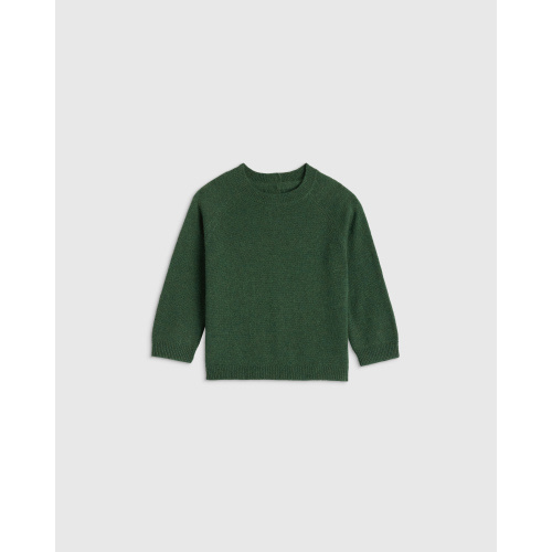 Mongolian Cashmere Crewneck Sweater - Baby in Forest Floor Green