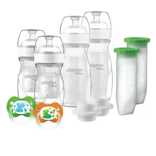 Playtex Baby Nurser Newborn Gift Set with Drop-Ins Bottle Liners, Closer to Breastfeeding, 4 Bottles (2x4 Oz, 2x8 Oz), Liners and PODS, 2 Binky Pacifiers, Bottles for Newborn and Breastfeeding Babies