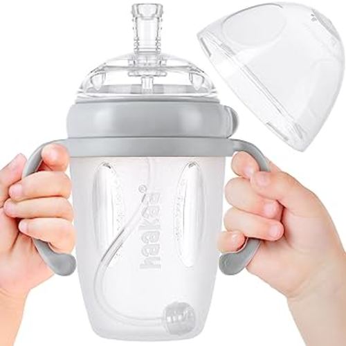 Amazon.com : haakaa Gen.3 Silicone Sippy Cup Grey (8oz./250ml) - Baby Straw Cup with Weighted Straw, Trainer Cup for Toddlers, Straw Sippy Cup for 6M+ : Baby