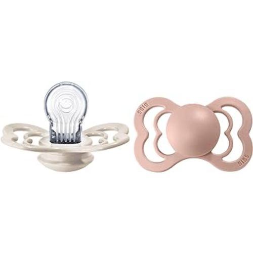 BIBS Pacifiers - Supreme Collection | BPA-Free Baby Pacifier | Made in Denmark | Set of 2 Ivory/Blush Color Premium Soothers | Size 6-18 Months
