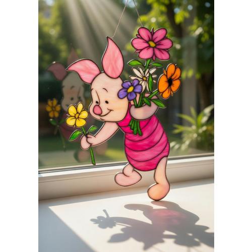 Piglet Acrylic Suncatcher, Winnie the Pooh Disney Piglet Window Hanging, Nursery Decor for Kids Room, Cute Gift for Kids
