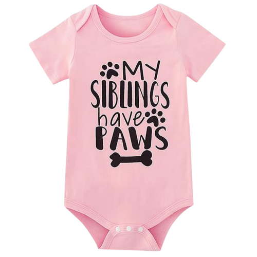 Rhuody Girl'S Onesies Round Neck Short Sleeve Letter Prints Romper Newborn Bodysuits Elegant Clothing Pink 3-6 Months