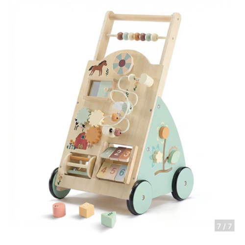 Wooden Baby Walker, Adjustable Speed Montessori Learning Toy with Activity Center, Silent Rubber Wheels for Babies 12 Months - TikTok Shop