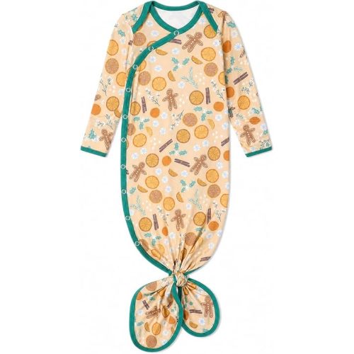 Copper Pearl Baby Gown - Knotted Newborn Sleepers for Baby Boy and Girl, Soft Stretchy Long Sleeve Infant Gowns with Bottom Tie and Hand Mittens, Perfect Hospital Coming Home Outfit (Cider)