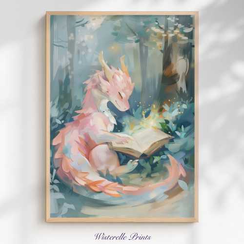 Whimsical Pastel Dragon Wall Art Fantasy Nursery Print Mythical Creature Home Decor (Digital Download)