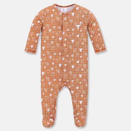 Newborn & Infant ZooZatz Texas Orange Texas Longhorns Hearts Magnetic Closure Sleeper
