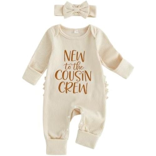 Newborn Baby Girl Fall Outfit Romper Jumpsuit Infant Waffle Clothes