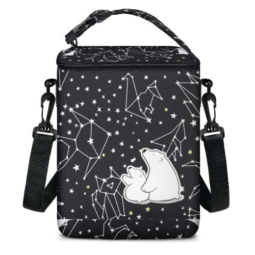 Floral Breastmilk Cooler Bag with Ice Pack Fits 4 Baby Bottles Up To 9 Ounce Insulated Baby Bottle Bag Breast Milk Cooler on the Go with Strap Baby Bottle Cooler Bag for Nursing Mom Daycare or Travel