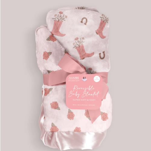 JuJuBe x Studio Oh! Ultra-Soft Thick Reversible Baby Blanket - Bloomin' Boot