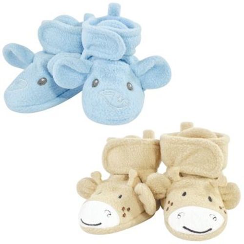 Hudson Baby Cozy Fleece Booties, Elephant Giraffe, 6-12 Months