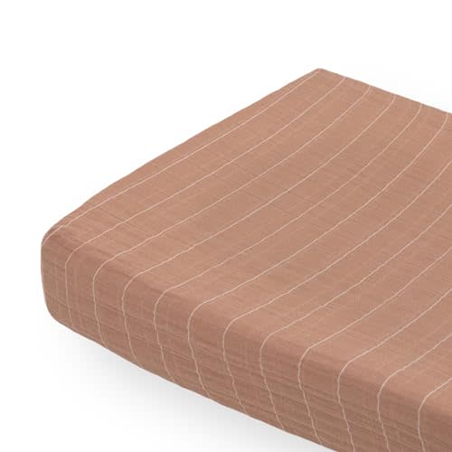 Little Unicorn Premium Changing Pad Cover | Extra Soft & Breathable Muslin Fabric (Mauve Stripe)