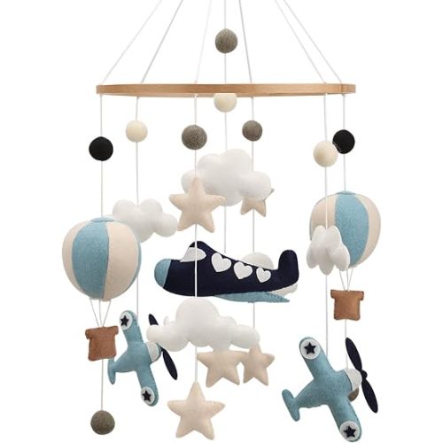 Airplane Baby Mobile Hot Air Balloon Baby Boy Nursery Mobile Aviation Nursery Decor