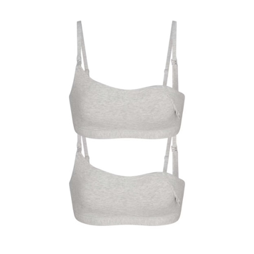 COTTON JERSEY MATERNITY NURSING SCOOP BRALETTE 2-PACK | LIGHT HEATHER GREY | SKIMS