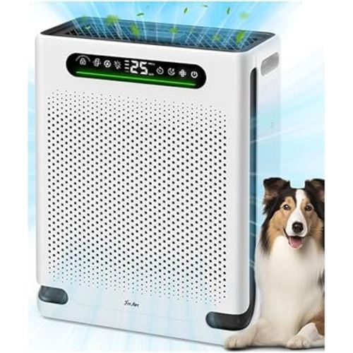 Air Purifiers for Home Large Room Up to 2600 Ft², HEPA Air Purifier with Washable Filter & Air Quality Display, Powerful Turbo Mode Air Cleaner for Pet Hair Odors Smoke Dust, HAP605