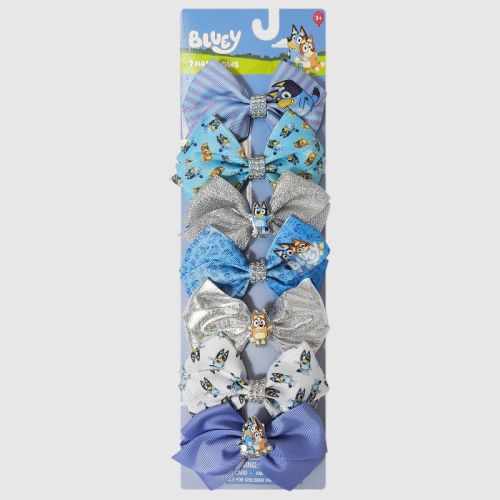 Girls' Bluey Bow 7pk Bow Set - Blue/Purple